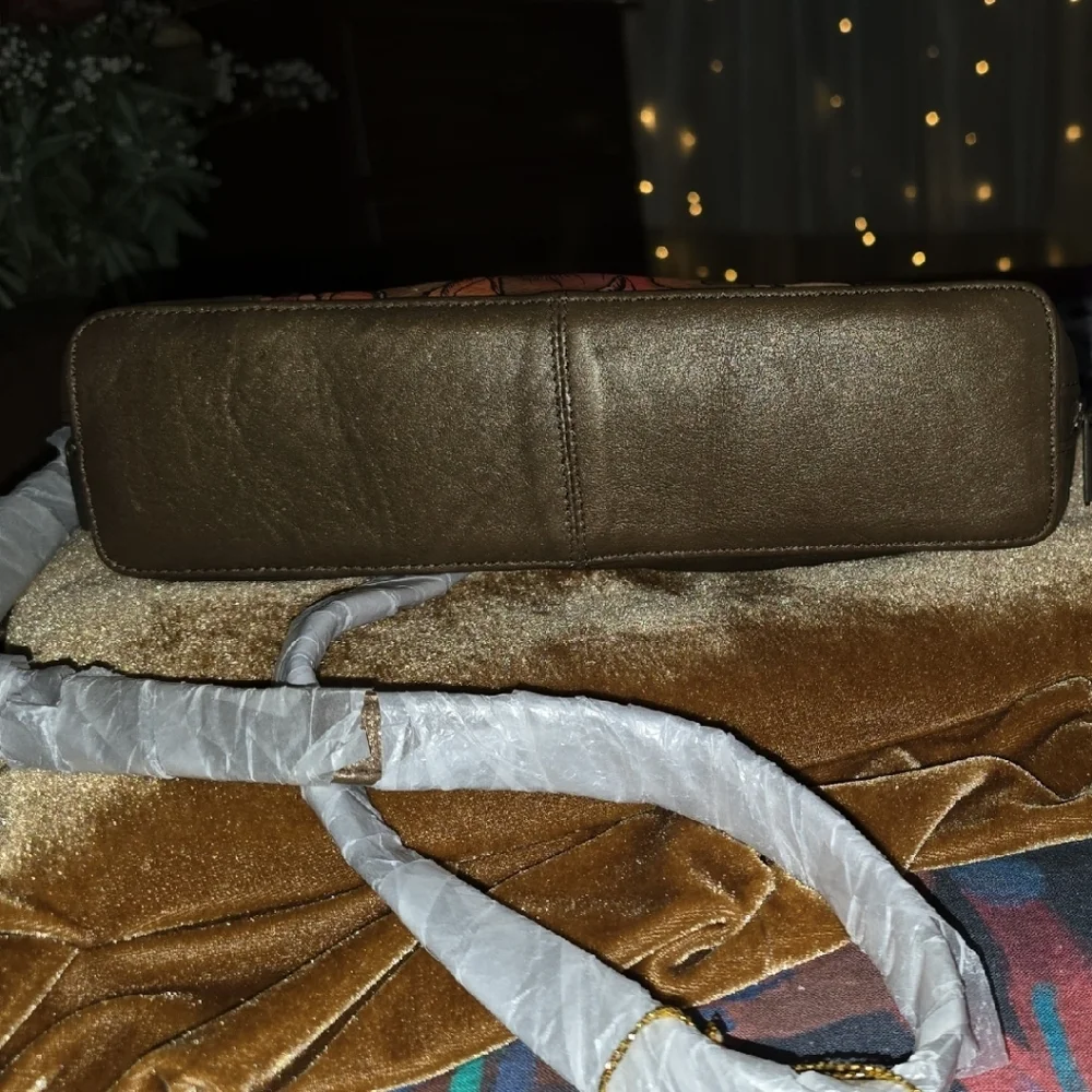 NWT Anuschka Floral Bronze Leather Bag And Matching Coin Purse Set - Picture 9 of 12